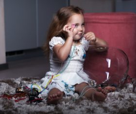 Super cute little girl Stock Photo 03
