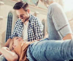 Sweet couple outdoor dating Stock Photo 03