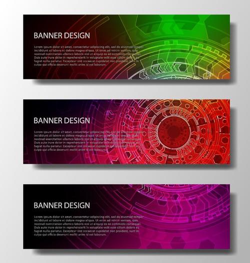 Tech modern banners template design vector