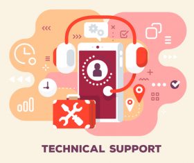 Technical support business flat template vector