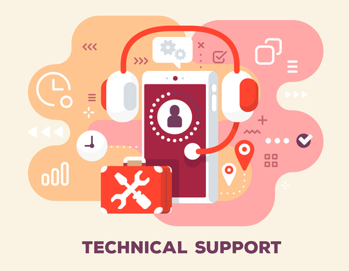 Technical support business flat template vector