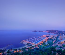 The coastal city under the night Stock Photo