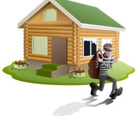 Thief with house vector 01
