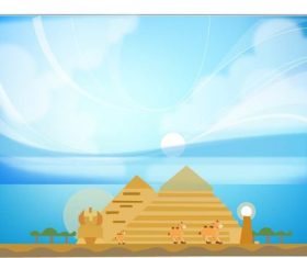 Three camels and pyramids vector