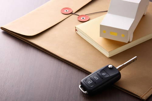 Toy car and car keys on the desktop Stock Photo 02