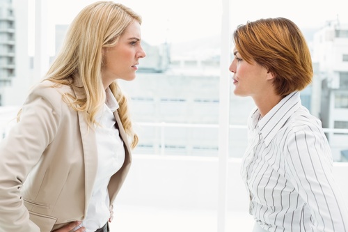 Two women with disagreement Stock Photo 02