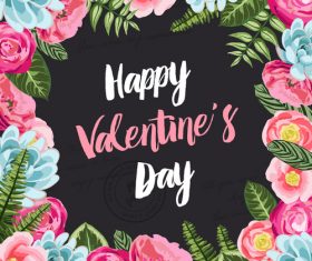 Valentine day flower frame vector