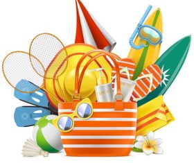 Vector Beach Accessories with Bag vector