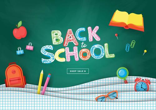Vector back to school background material 01
