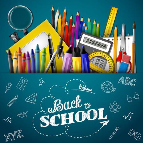 Vector back to school background material 03