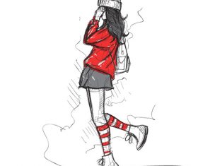 Vector girl sketch material