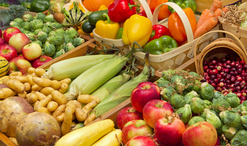 Vegetable market stall Stock Photo