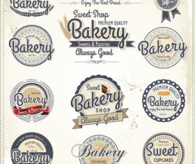 Vintage bakery labels design vectors 02