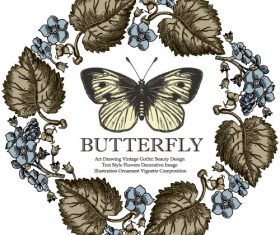 Vintage butterfly background vector design 01