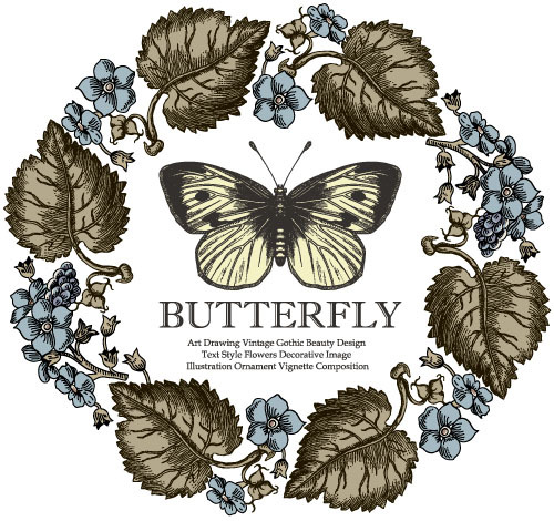 Vintage butterfly background vector design 01