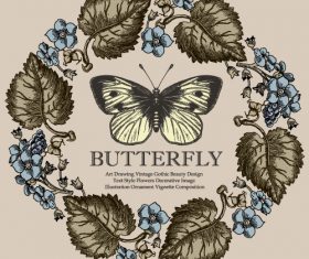 Vintage butterfly background vector design 03