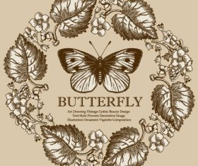 Vintage butterfly background vector design 04