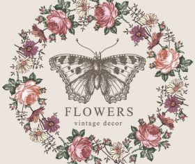 Vintage butterfly background vector design 05