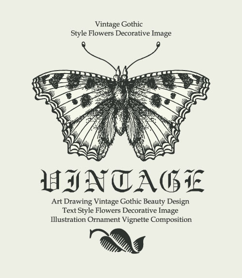 Vintage gothic butterfly background vector