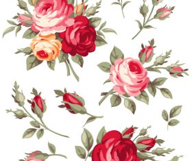Vintage rose flowers vector