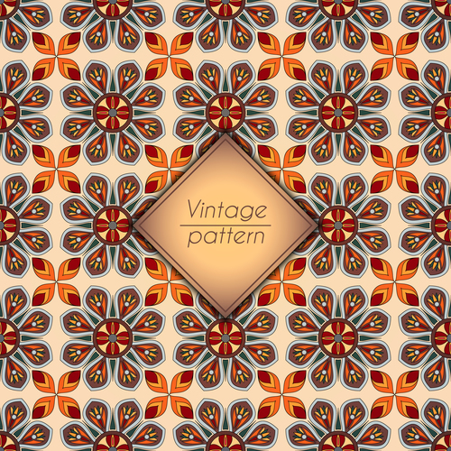 Vintage seamless pattern template vector 03