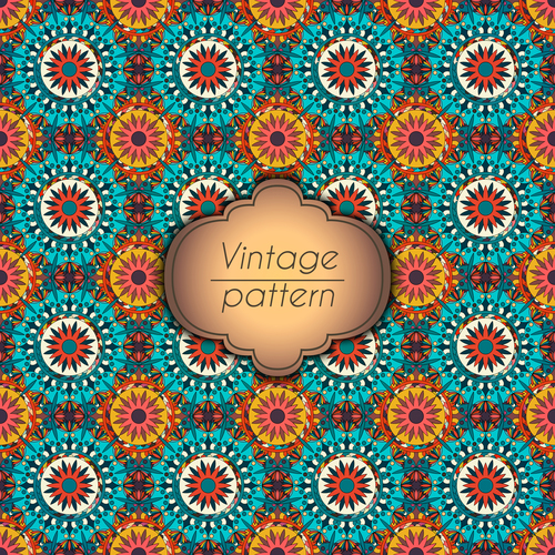 Vintage seamless pattern template vector 04
