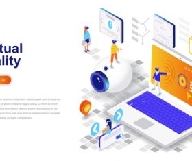 Virtual reality isometric concept template vector
