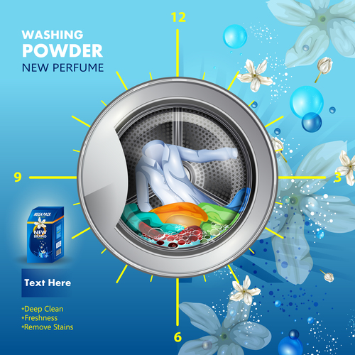 Washing powder advertising poster template vector 02 free download