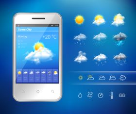 Weather symbols and app Interface vector 02