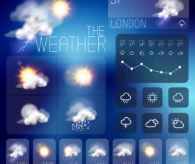 Weather symbols and app Interface vector 05