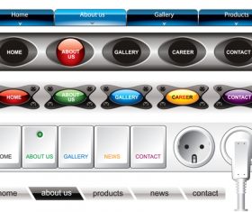 Website menu with 3D buttons vector material