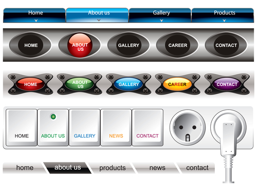 Website menu with 3D buttons vector material