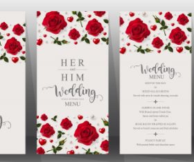 Wedding cards with beautiful roses vector 04