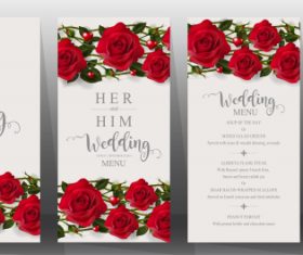 Wedding cards with beautiful roses vector 06