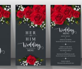 Wedding cards with beautiful roses vector 07