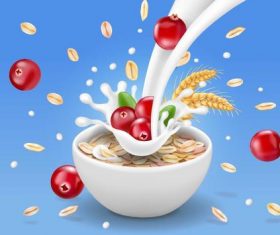 Wheat berry with peanut and milk vector