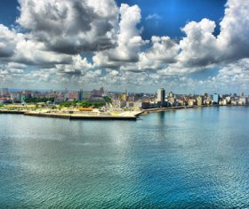 White clouds over the city Stock Photo
