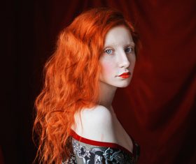 White skin redhead girl Stock Photo