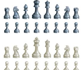 White with blue figure chess vector material