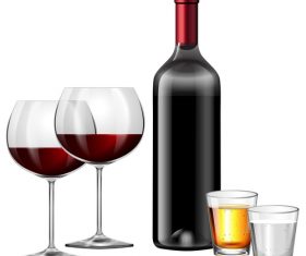 Wine with glass cup vector design
