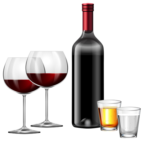 Wine with glass cup vector design