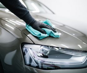 Wipe the car Stock Photo