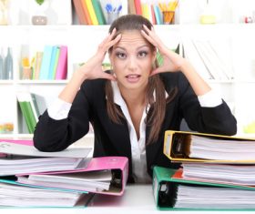 Woman who cant relieve work stress Stock Photo 01