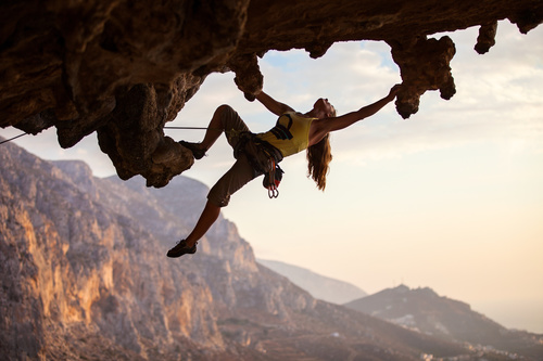 Woman who loves outdoor climbing Stock Photo 02