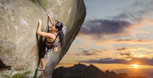 Woman who loves outdoor climbing Stock Photo 06