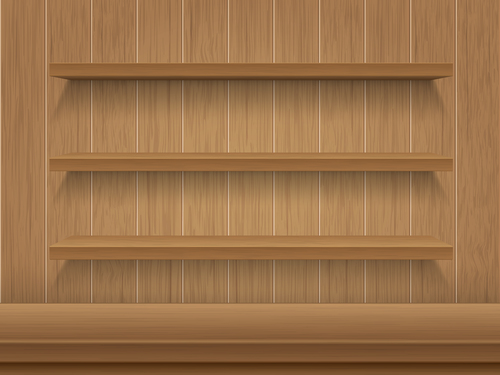 Wooden shelf textured background vector