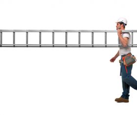 Workers carrying ladder Stock Photo