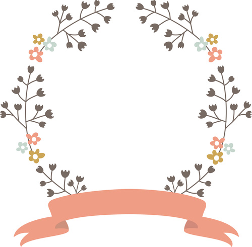 Wreath with ribbon vector material