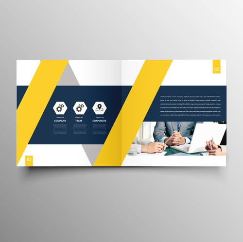 Yellow styles business brochure template vector 02