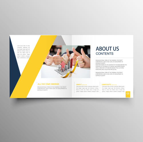 Yellow styles business brochure template vector 04